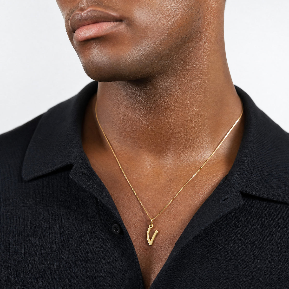 Sterling Silver Gold-tone Polished Letter V Initial Charm - Model Shot