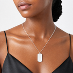 Sterling Silver Polished Dog Tag Pendant - Model Shot
