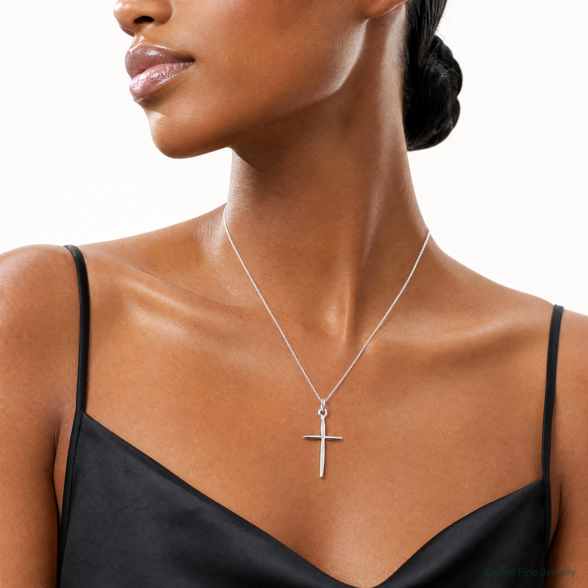 Sterling Silver Passion Cross Charm - Model Shot