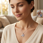 Sterling Silver Polished Mom Butterfly Enameled Charm - Model Shot