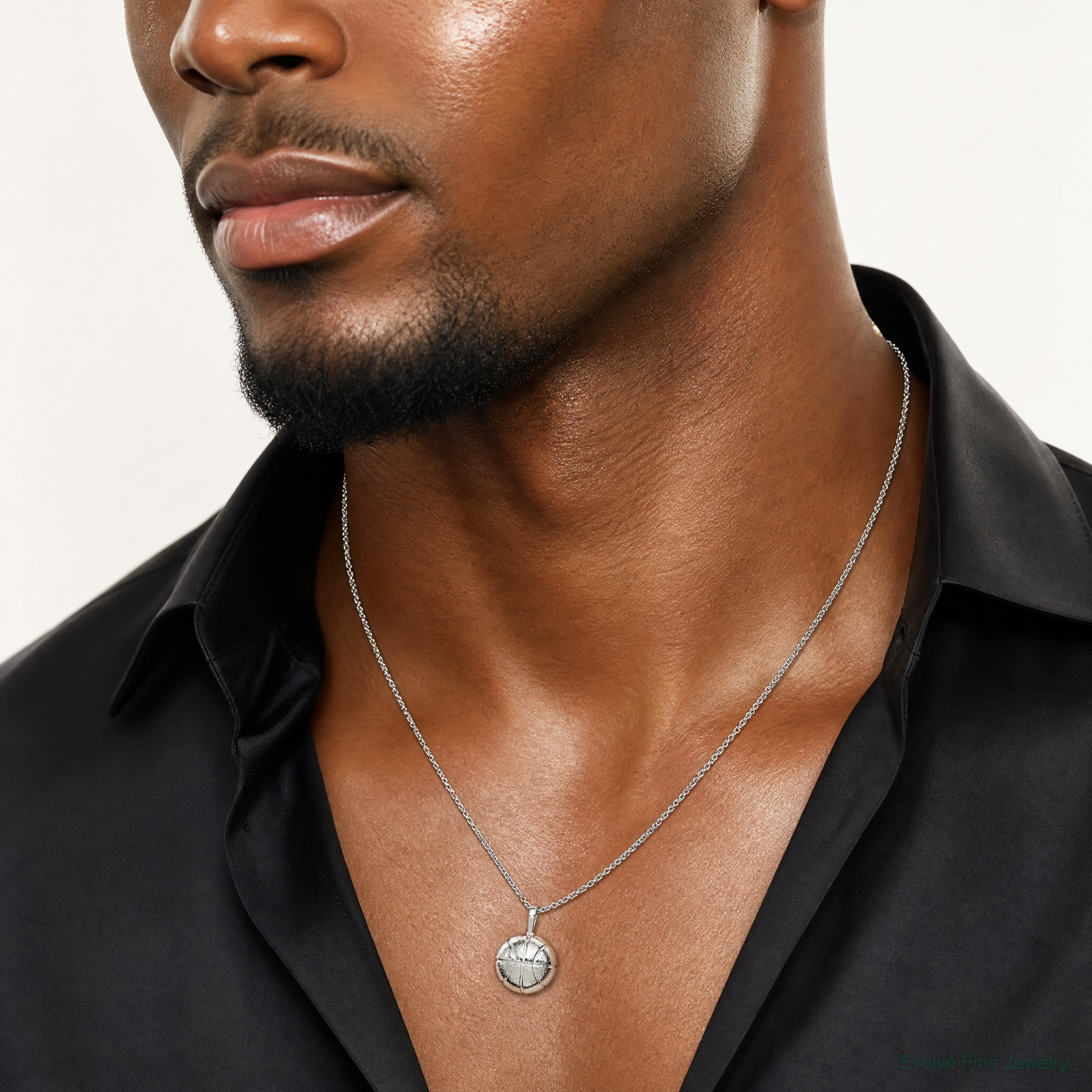 Sterling Silver Basketball Charm - Model Shot