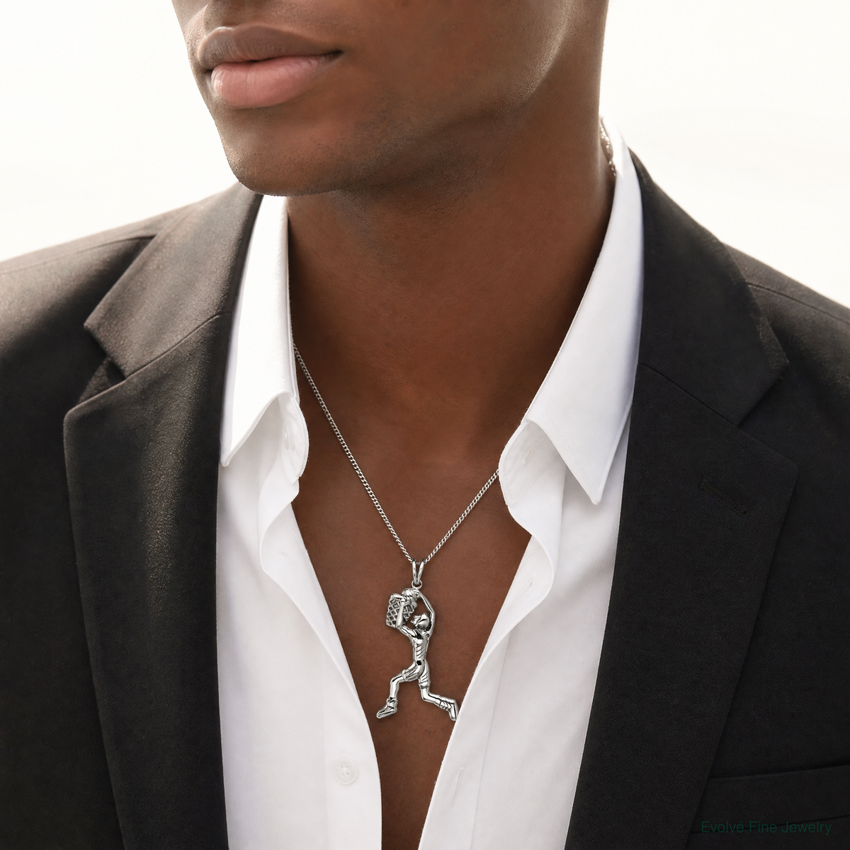Sterling Silver Basketball Player Charm - Model Shot