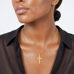 Sterling Silver Gold-tone Polished Cross Pendant - Model Shot