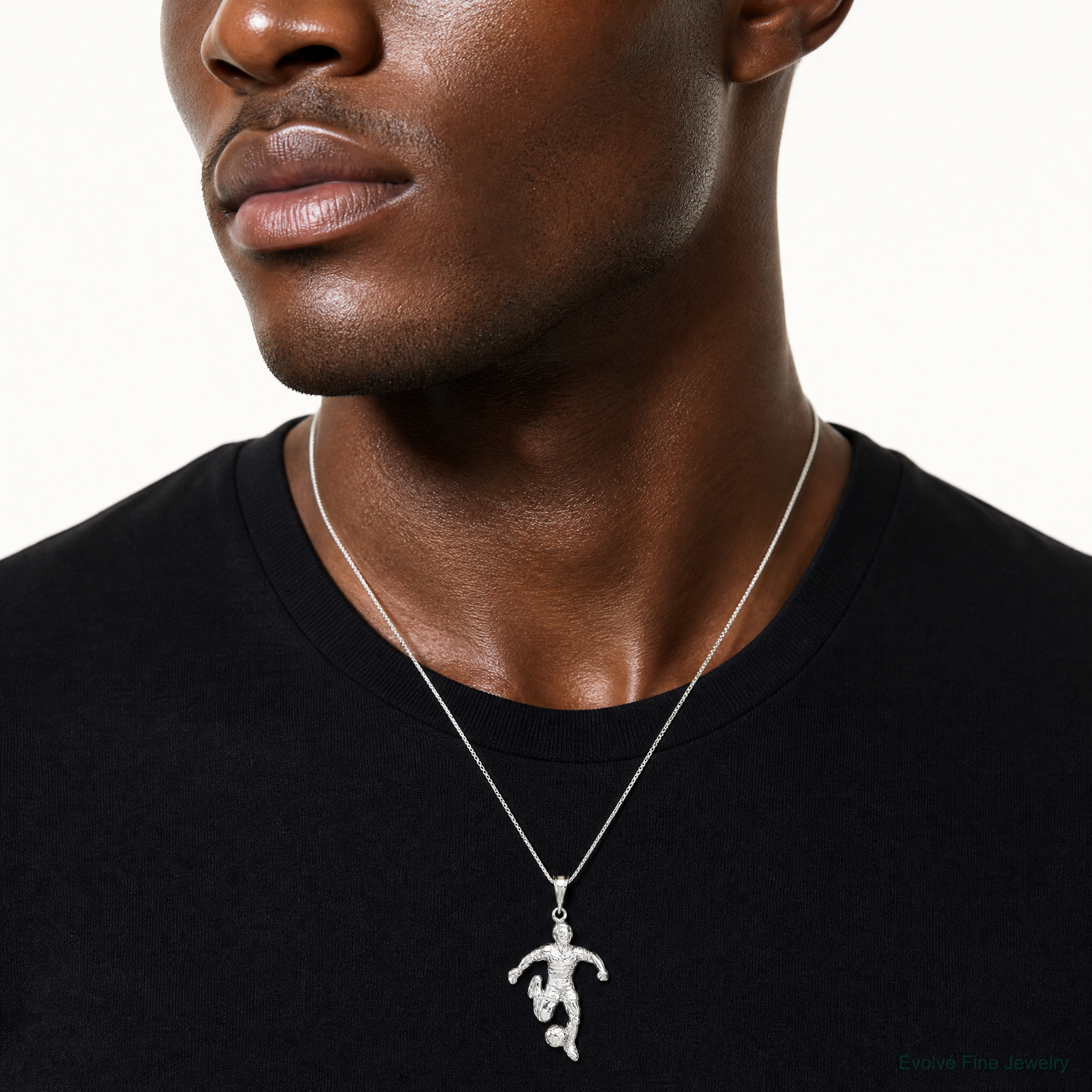 Sterling Silver Soccer Player Charm - Model Shot