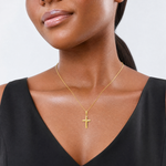 Sterling Silver Gold-tone Polished Cross Pendant - Model Shot