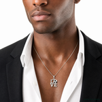 Sterling Silver Polished Enamel Love Soccer Pendant - Model Shot