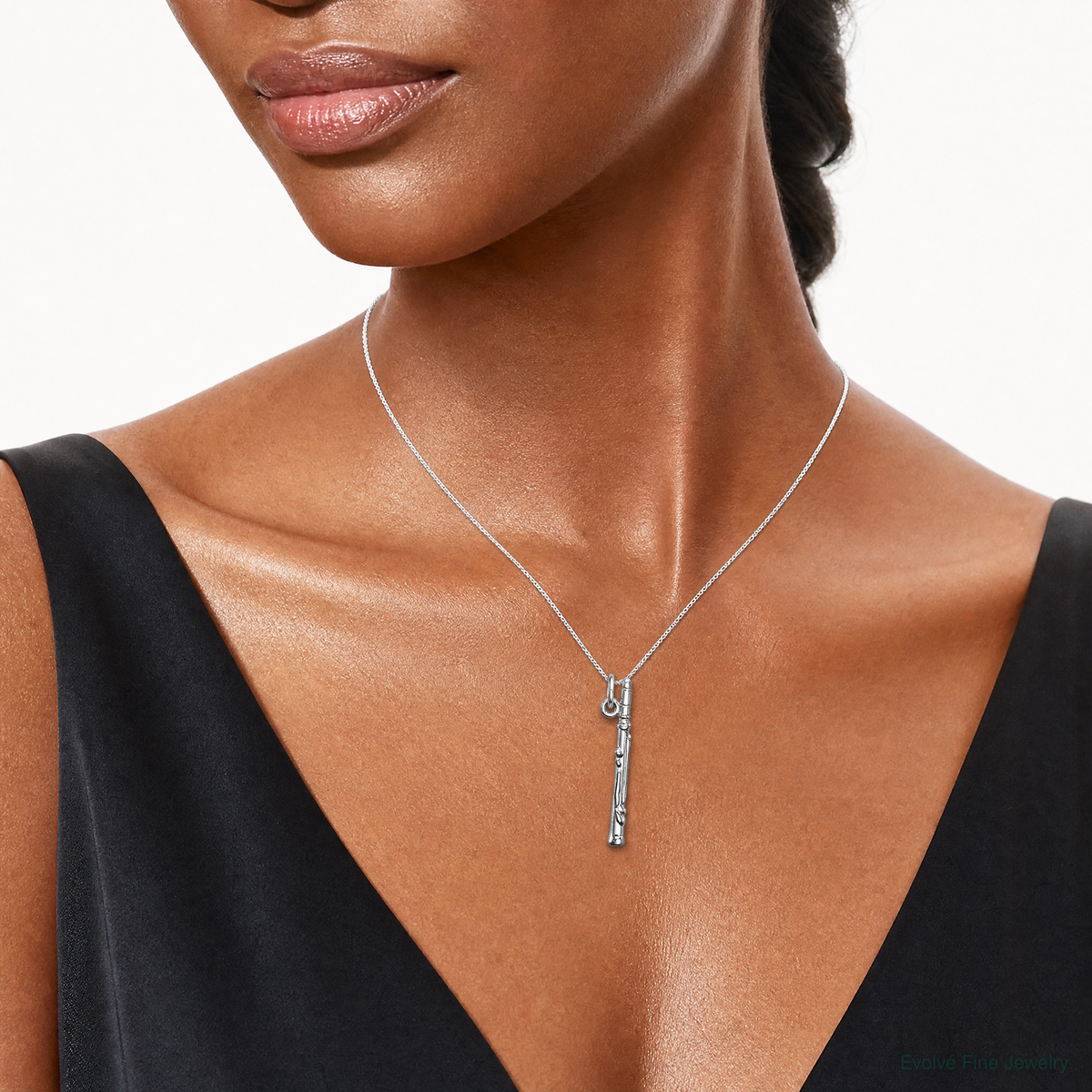 Sterling Silver Clarinet Charm - Model Shot