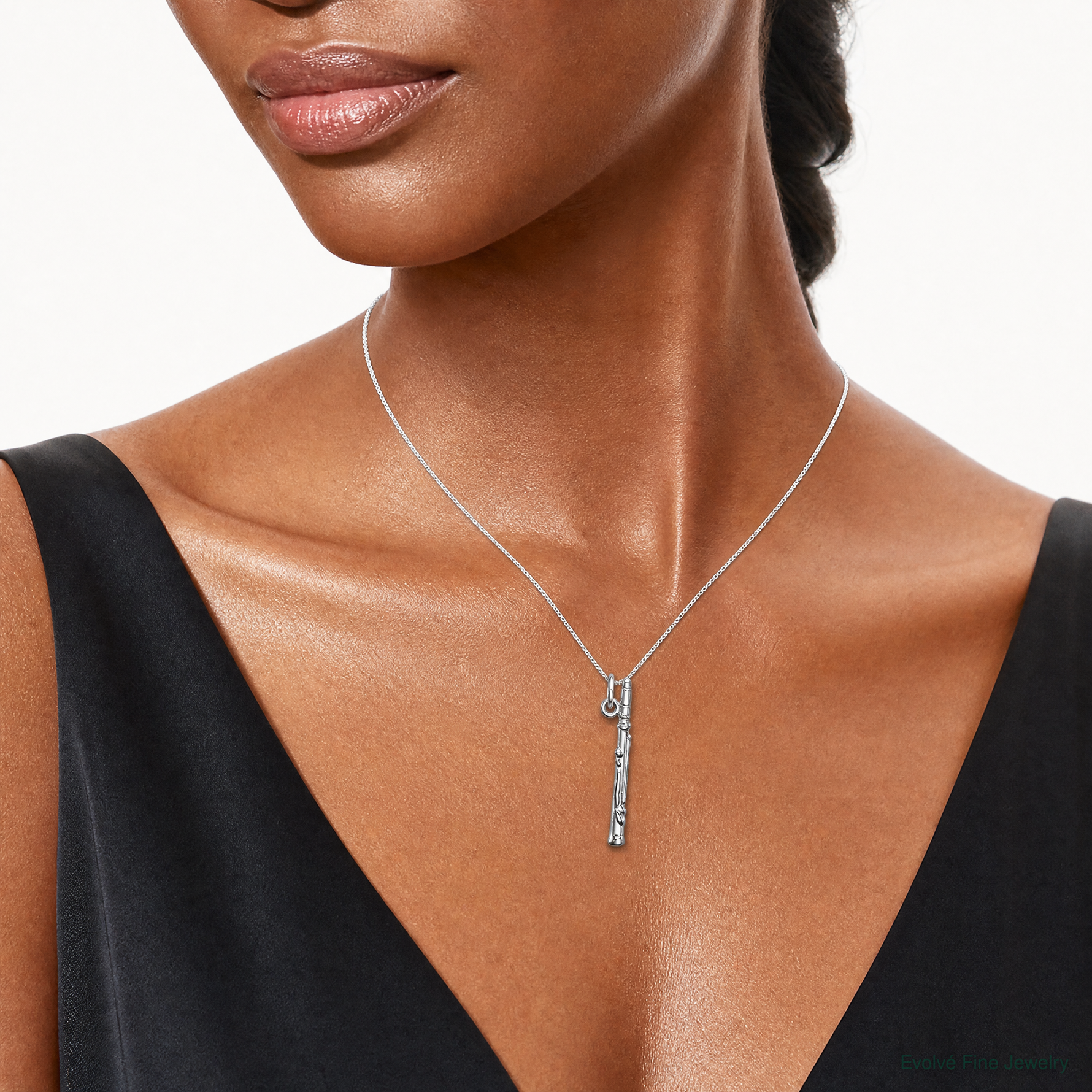 Sterling Silver Clarinet Charm - Model Shot