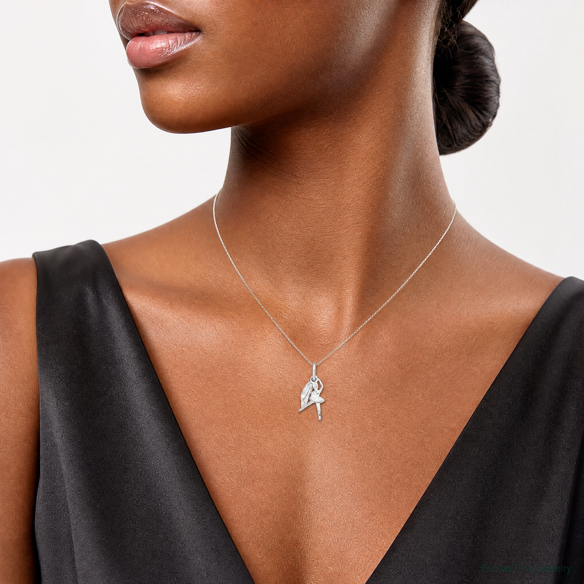 Sterling Silver Ballerina with Shoe Charm - Model Shot