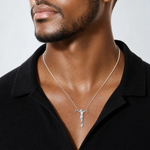 Sterling Silver Polished Mini Jesus Cross Chain Slide - Model Shot