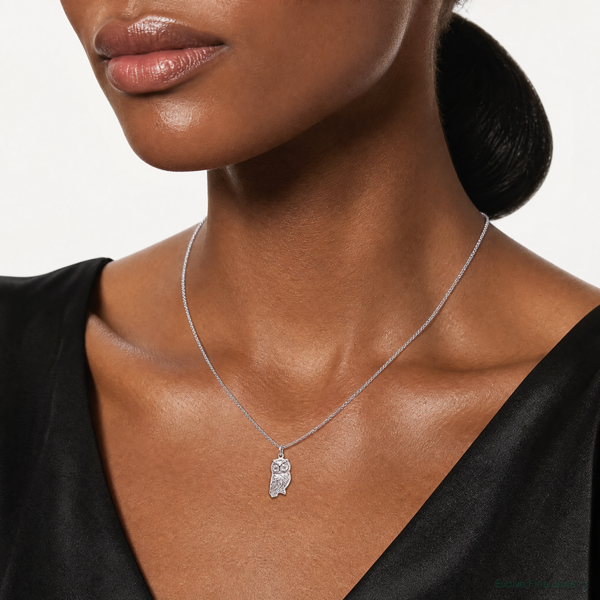 Sterling Silver Owl Charm - Model Shot
