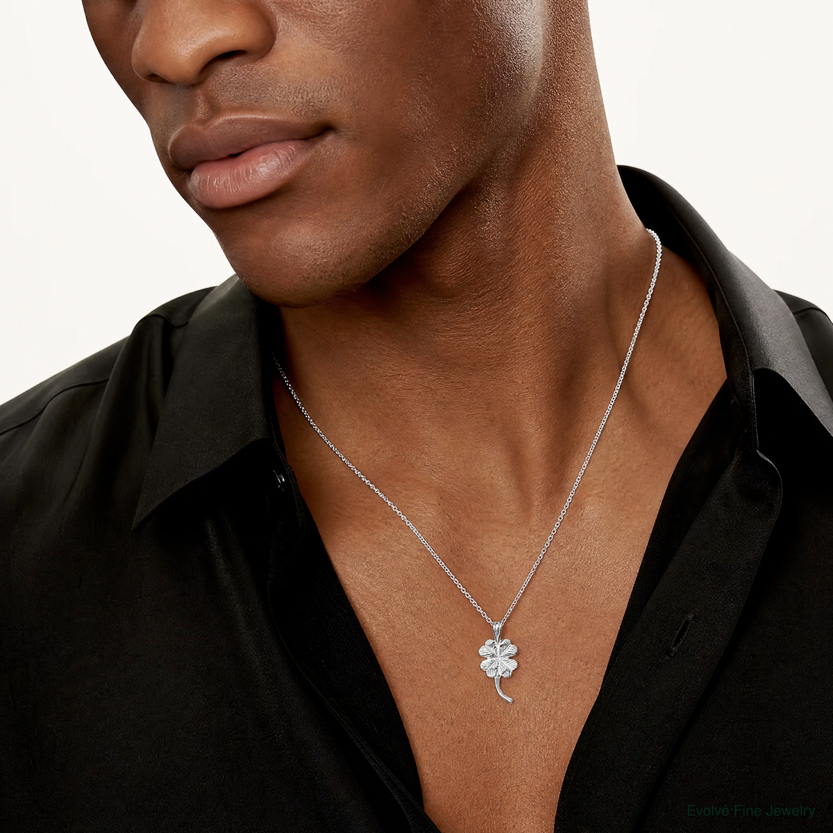 Sterling Silver 4-leaf Clover Charm - Model Shot