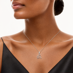 Sterling Silver Rhodium-plated Polished Bunny Pendant - Model Shot