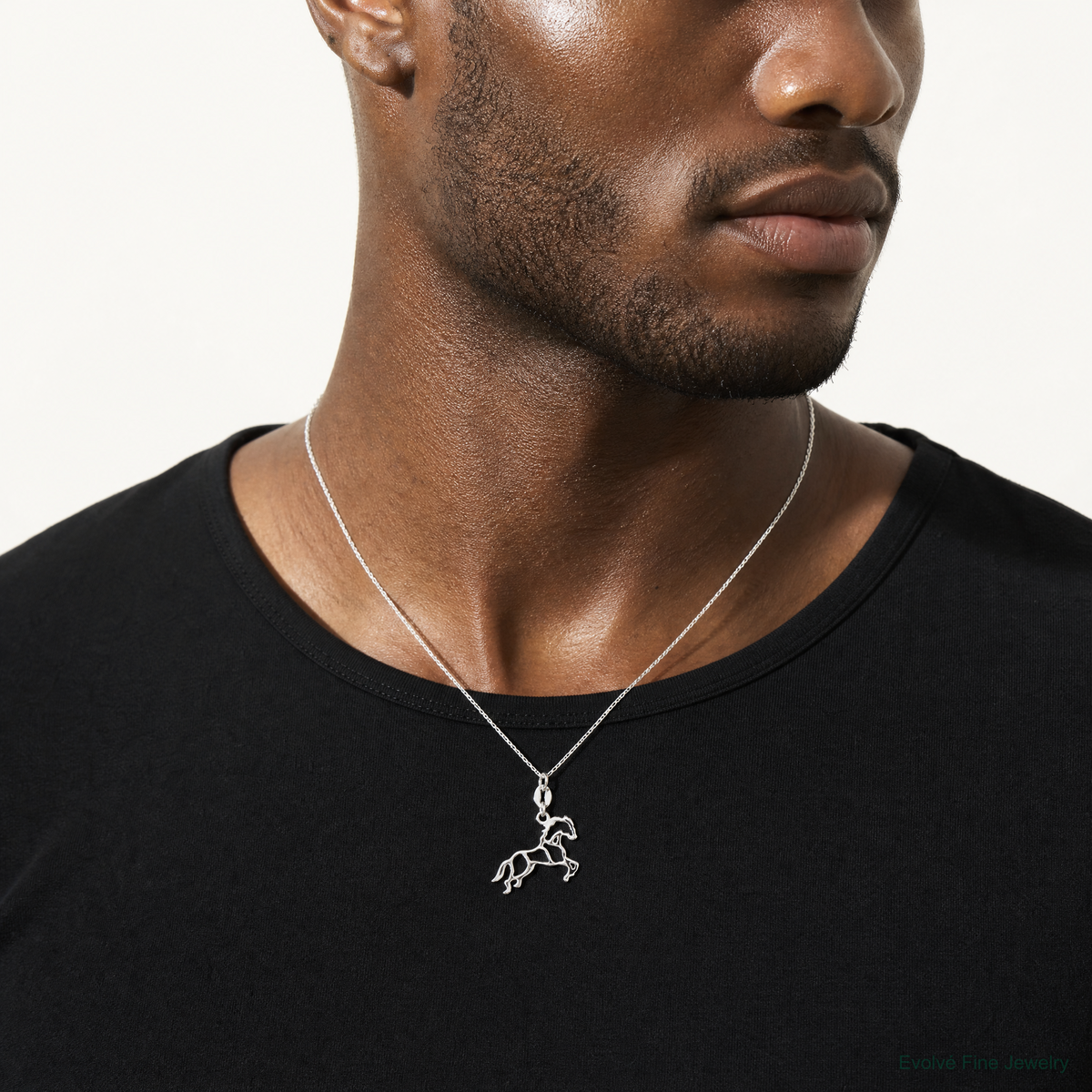 Sterling Silver Polished Horse Charm - Model Shot