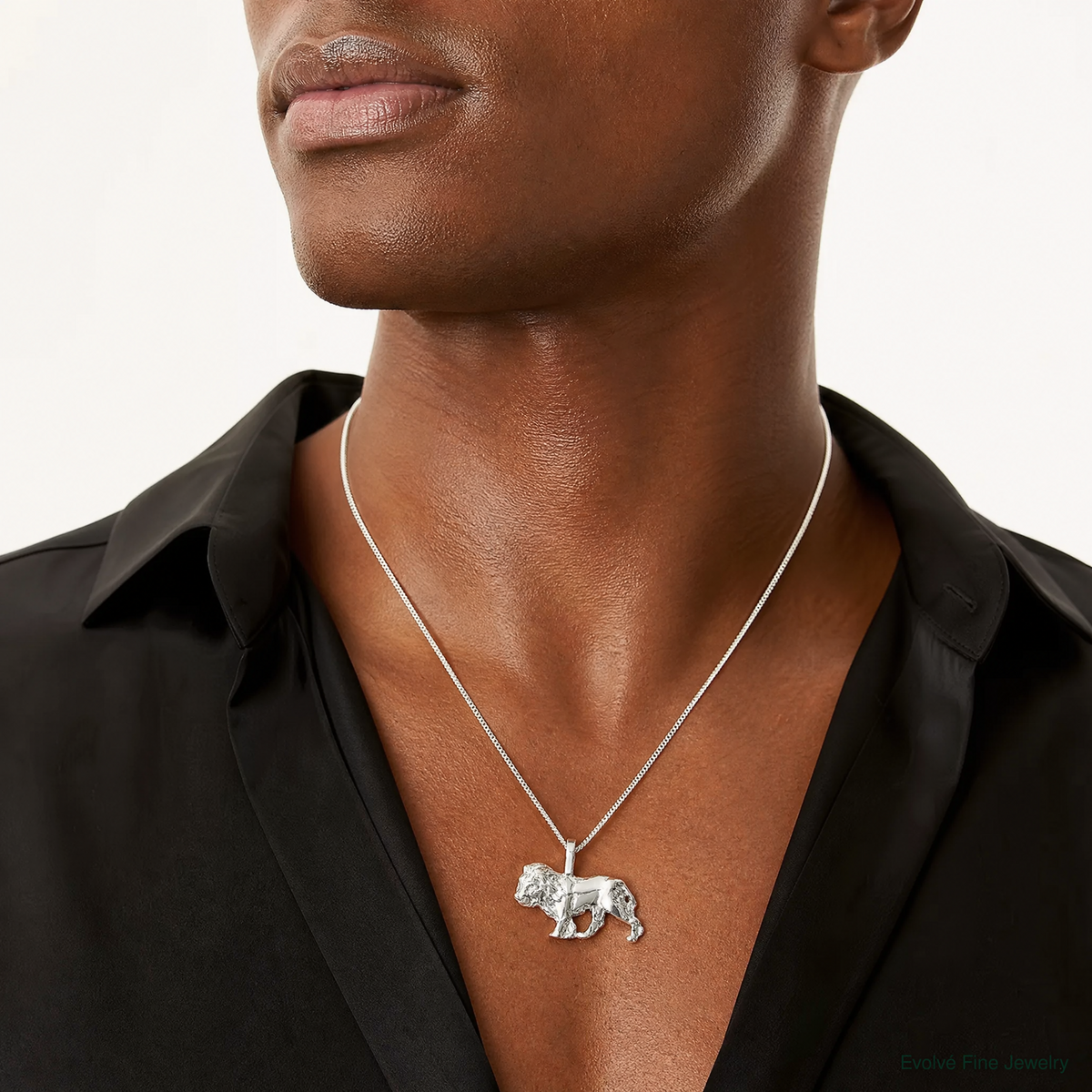 Sterling Silver Lion Charm - Model Shot