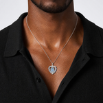 Sterling Silver Epoxy & Crystal Miraculous Medal Heart Pendant - Model Shot
