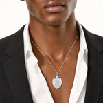 Sterling Silver Satin/Polished/D/C Enamel St Christopher Medal - Model Shot