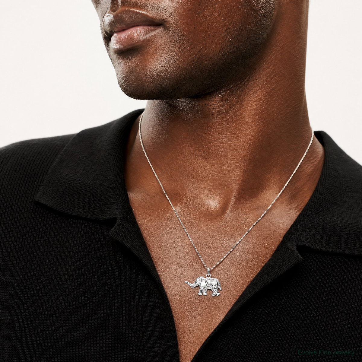 Sterling Silver Elephant Charm - Model Shot