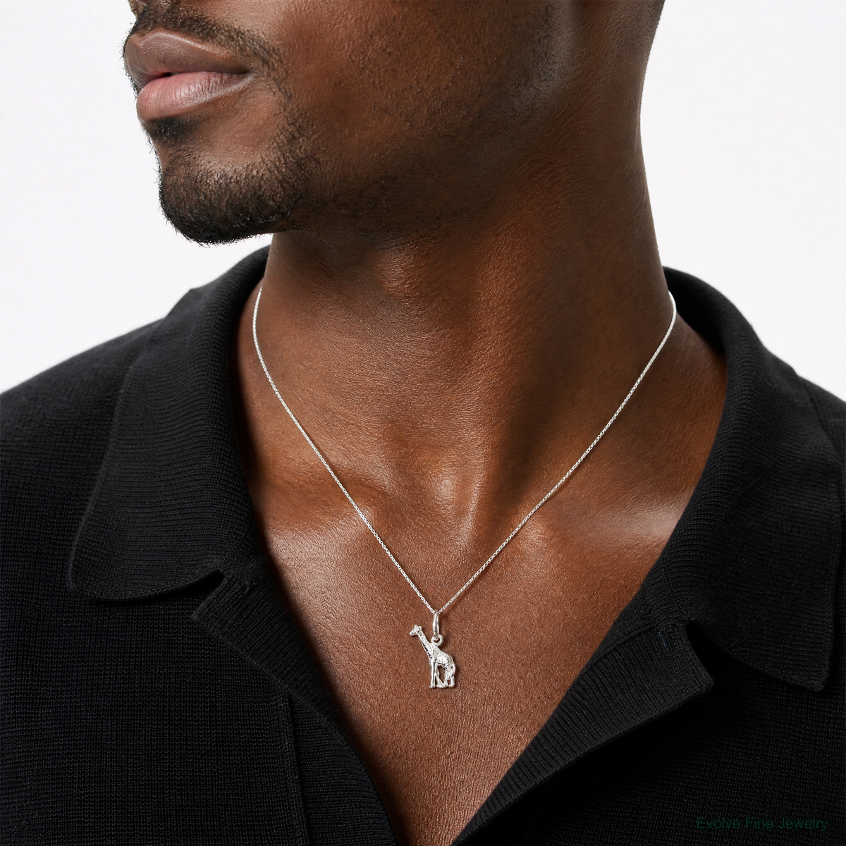 Sterling Silver Giraffe Charm - Model Shot