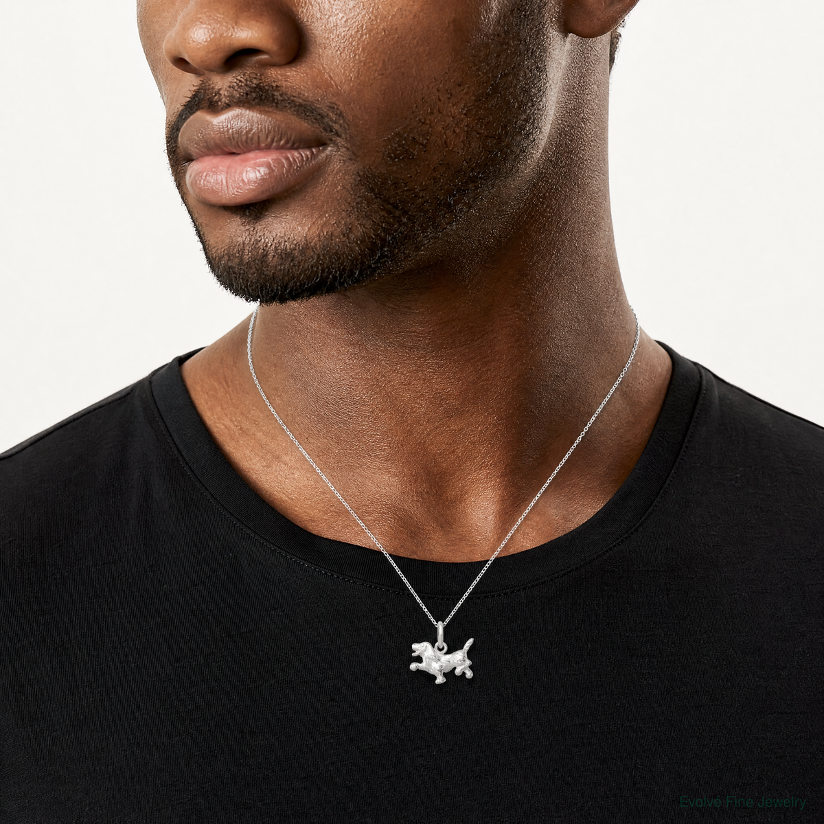 Sterling Silver Dog Charm - Model Shot