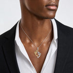 Sterling Silver & Gold-tone Enameled Filigree Dolphins Pendant - Model Shot