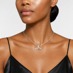Sterling Silver Polished Filigree Whale Tail Chain Slide - Model Shot