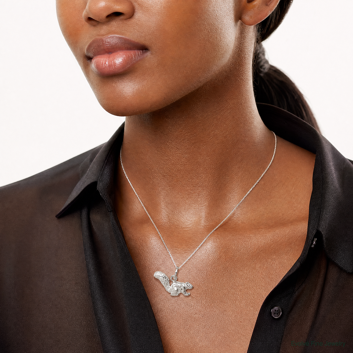 Sterling Silver Squirrel Charm - Model Shot