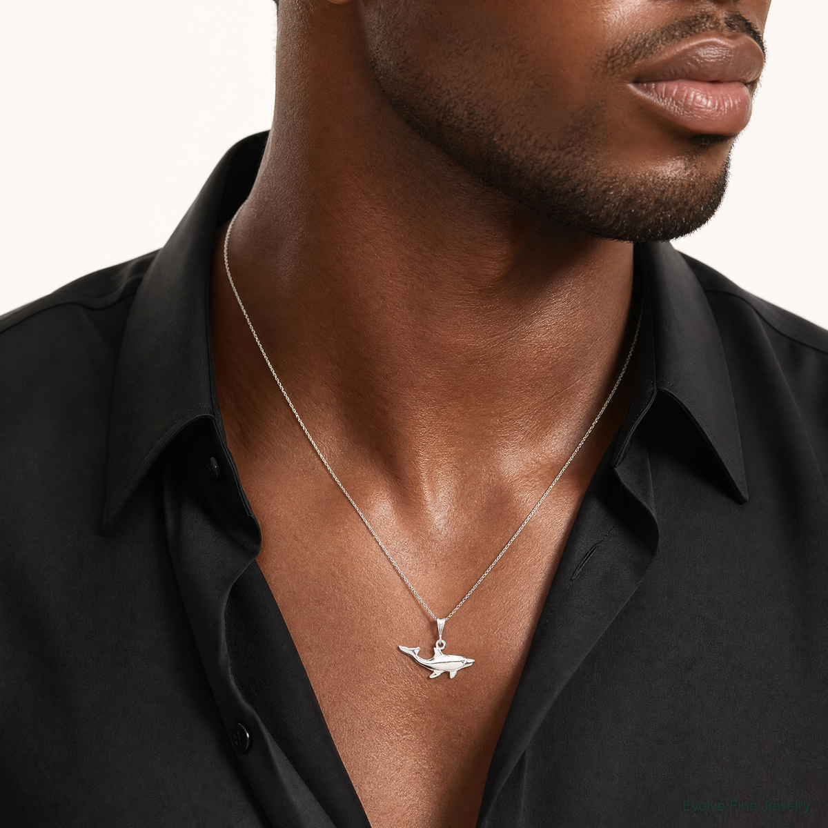 Sterling Silver Dolphin Charm - Model Shot