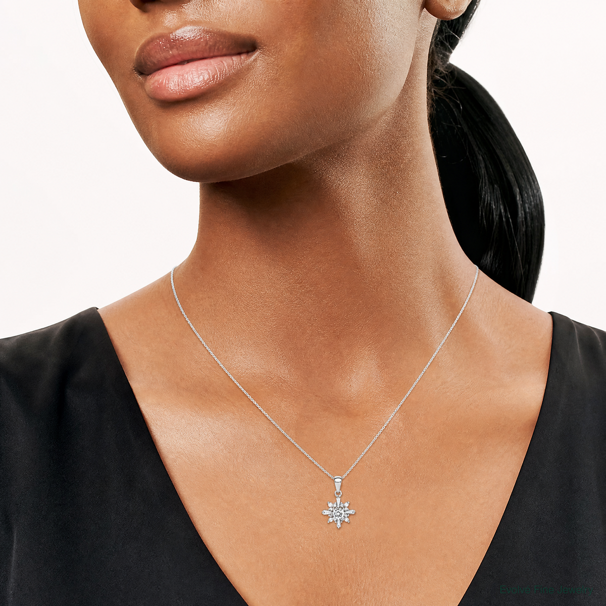 Sterling Silver Fancy CZ Pendant - Model Shot