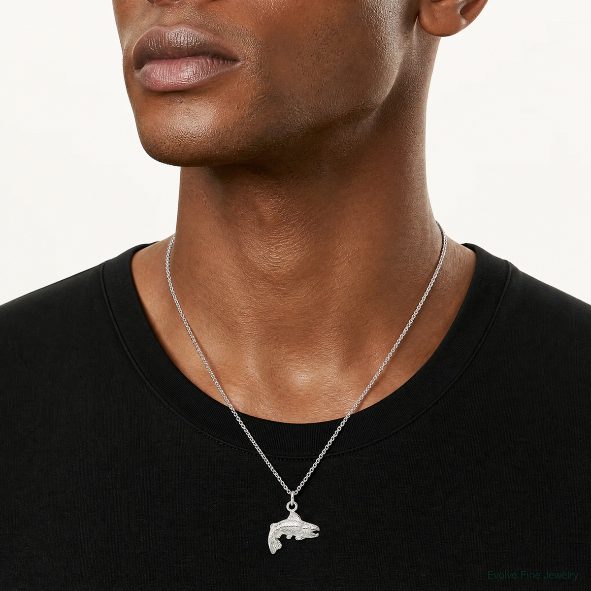 Sterling Silver Fish Charm - Model Shot