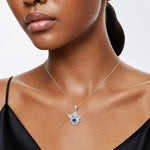 Sterling Silver RH-pltd CZ Sept Birthstone Angel Ash Holder 18in Necklace - Model Shot