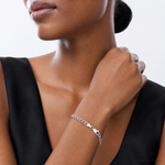 Sterling Silver Rhodium-plated 4.25mm Double Link Charm Bracelet - Model Shot