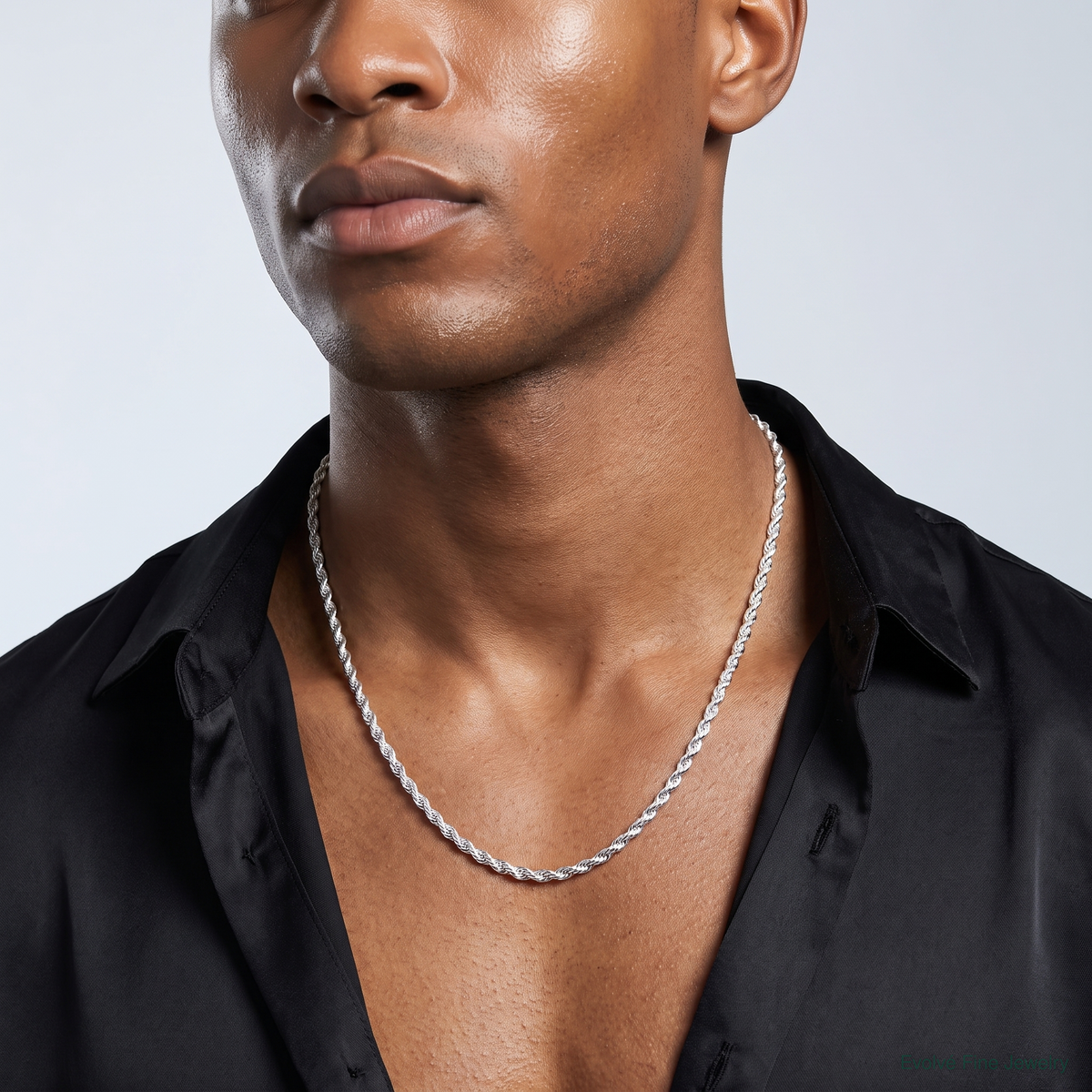 Sterling Silver 2.75mm Diamond-cut Rope Chain - Model Shot