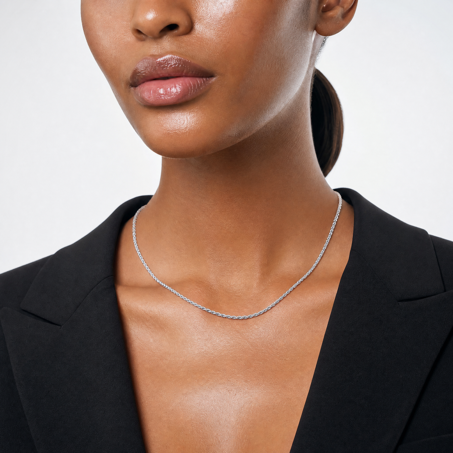 Sterling Silver 2.75mm Diamond-cut Rope Chain w/2in ext. - Model Shot
