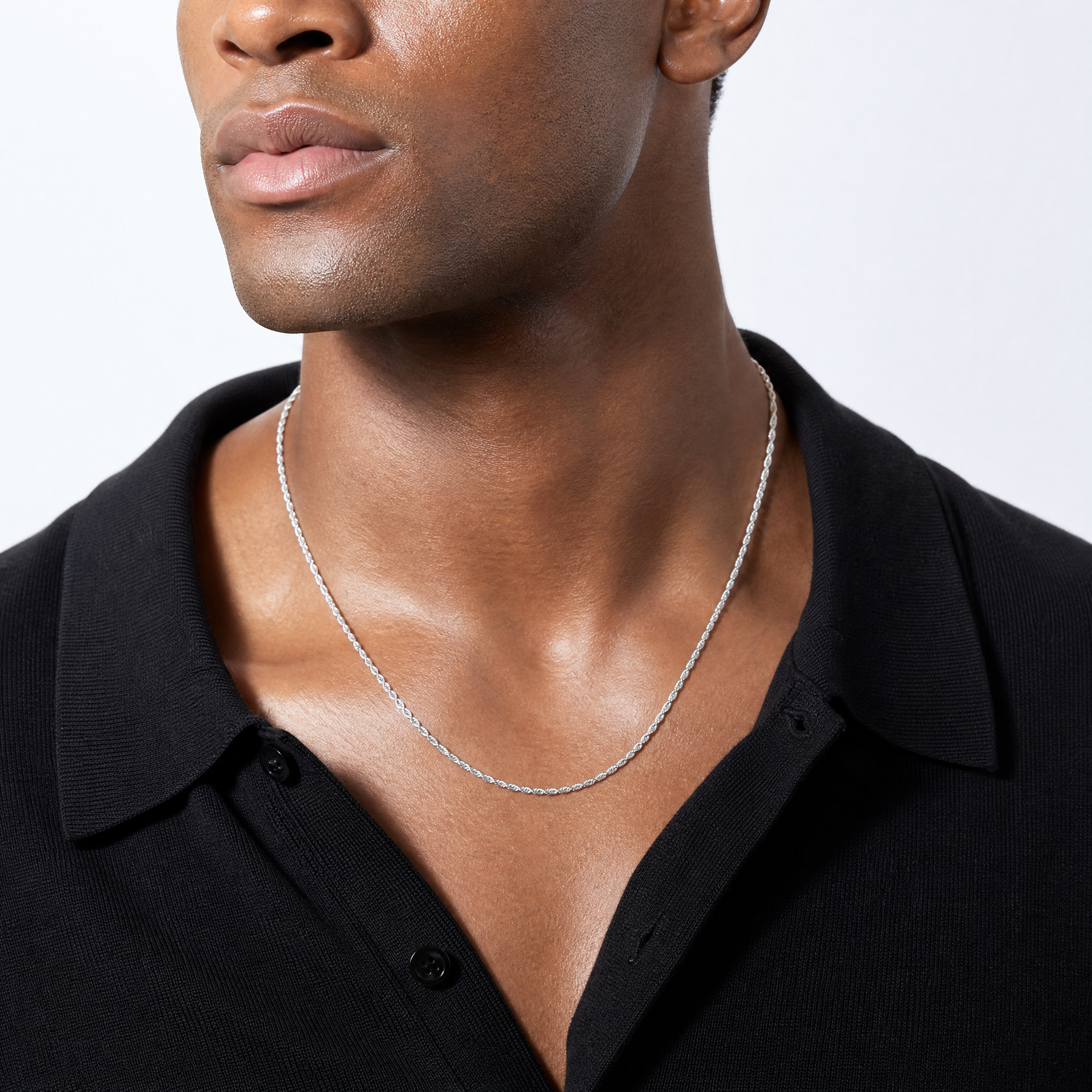 Sterling Silver 4.6mm Diamond-cut Rope Chain - Model Shot