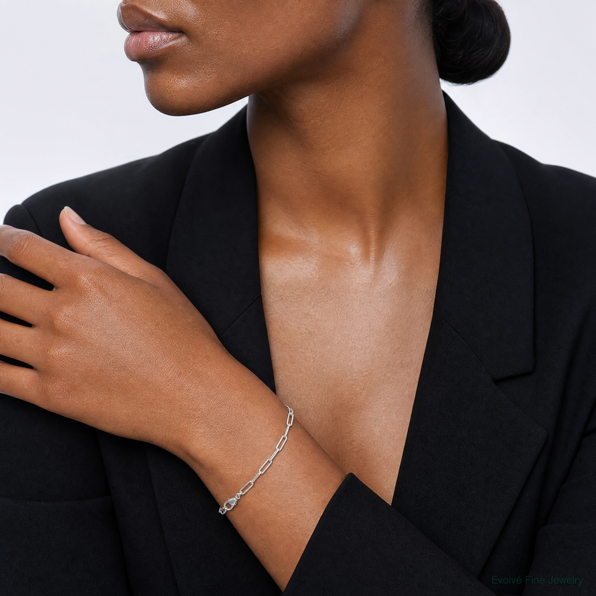 Sterling Silver Rhodium-plated 3.5mm D/C Paperclip Chain - Model Shot