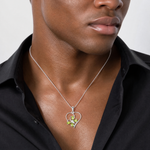 Sterling Silver RH Plated Peridot and Diamond Butterfly Heart Pendant - Model Shot