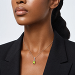 Sterling Silver Rhodium Plated Peridot and Diamond Pendant - Model Shot