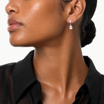 Sterling Silver Polished CZ Pear Shaped Post Dangle Earrings - Model Shot