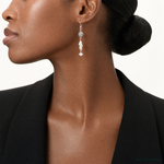 Sterling Silver Polished FWC Pearl & Moonstone Dangle Earrings - Model Shot