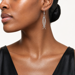 Sterling Silver Polished & Curved Design Dangle Earrings - Model Shot