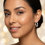 Sterling Silver Polished & Tapered Round Hoop Earrings - Model Shot