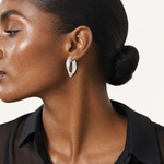 Sterling Silver Polished Twisted Multi-tube Round Hoop Earrings - Model Shot