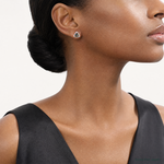 Sterling Silver Rhodium-plated Trillion Mystic Fire/White Topaz Earrings - Model Shot