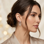 Sterling Silver Twisted 2.5mm Teardrop Hoop Earrings - Model Shot