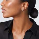 Sterling Silver Rhodium-plated Polished Graduated CZ Ear Climber Earrings - Model Shot