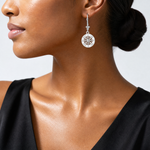 Sterling Silver Rhodium-plated Polished Mini Compass Leverback Earrings - Model Shot