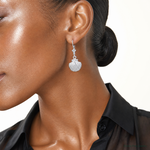 Sterling Silver Rhodium-plated Polished Scallop Shell Leverback Earrings - Model Shot