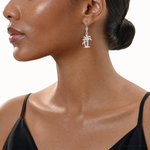 Sterling Silver Rhodium-plated Polished Palm Trees Leverback Earrings - Model Shot