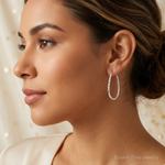 Sterling Silver Polished D/C Endless Hoop Earrings - Model Shot